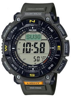 Casio Men Watch Pro Trek Triple Sensor Digital Solar Powered Clear Dial Soft Urethane Band Biomass Plastics PRG-340-3D