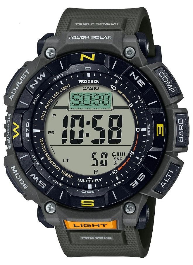 CASIO - Casio Men Watch Pro Trek Triple Sensor Digital Solar Powered Clear Dial Soft Urethane Band Biomass Plastics PRG-340-3D - Image 1