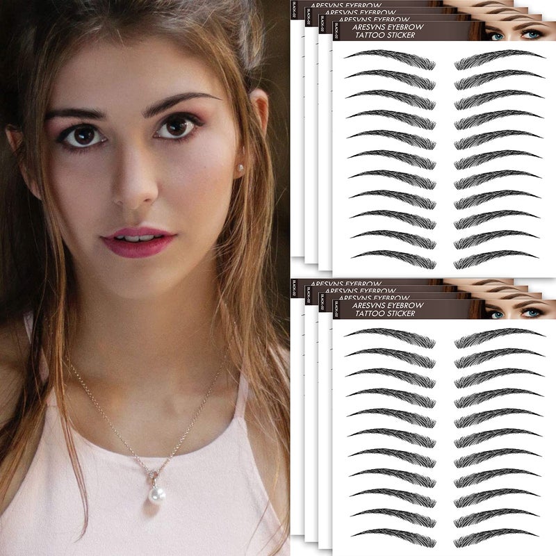 Aresvns Eyebrow Tattoo 88 Pairs Newly Improved 4D Tattoo EyebrowPopular Black Fake EyebrowsRealistic Eyebrow Transfers StickerSuitable SizesWaterproof and LongLasting 35 Days Christmas Gift