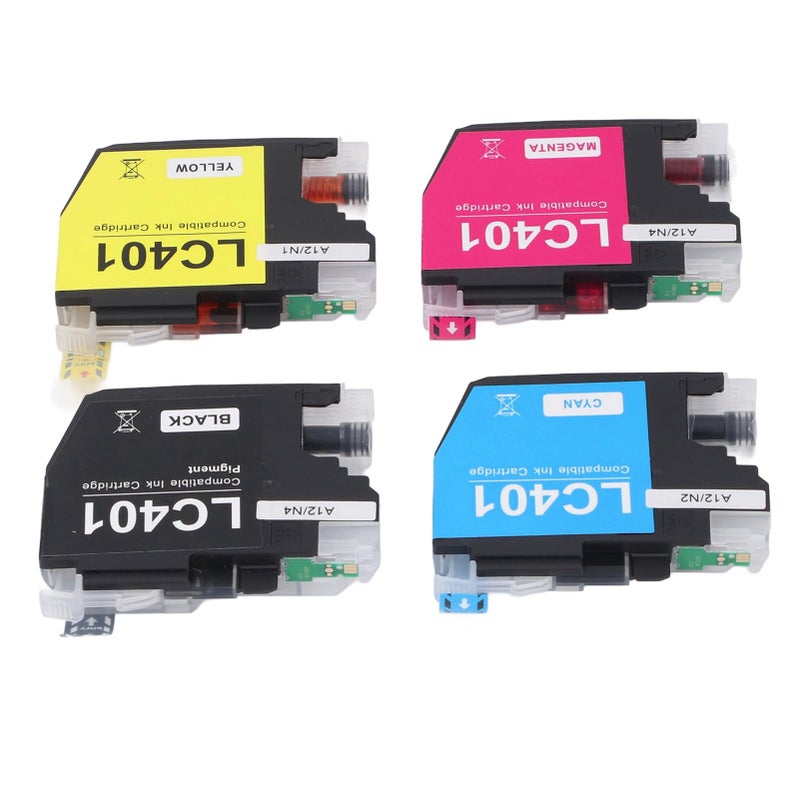 خراطيش حبر LC401XL 4 قطع أسود وسماوي وأرجواني وأصفر عالية الإنتاجية للطابعة - Image 3