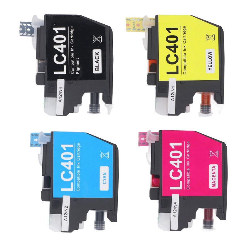 خراطيش حبر LC401XL 4 قطع أسود وسماوي وأرجواني وأصفر عالية الإنتاجية للطابعة - Image 5