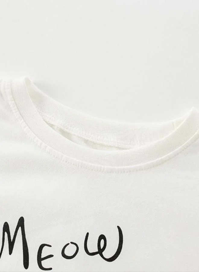 YUNIQEE White Printed Long Sleeve Crew Neck T-Shirt