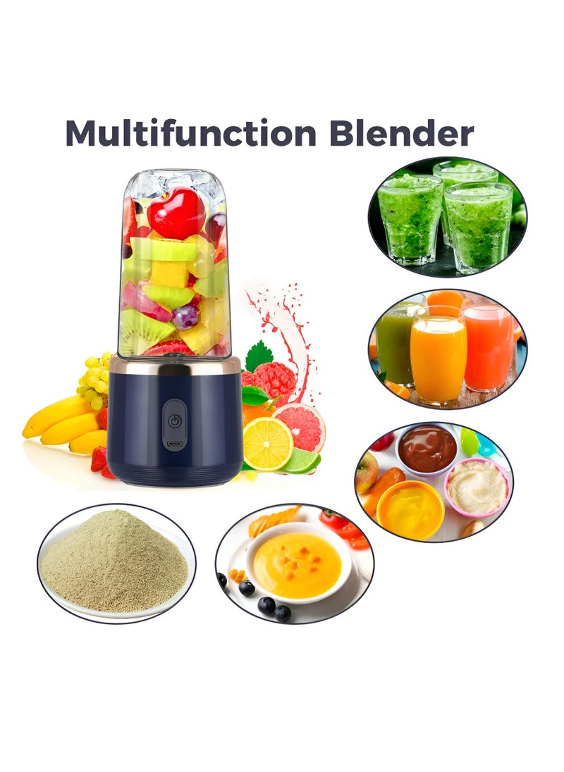 Portable Blender, Personal Mini Blender for Shakes and Smoothies, BPA-Free 400ml Portable Blenders with 6 Blades and Type-C Rechargeable