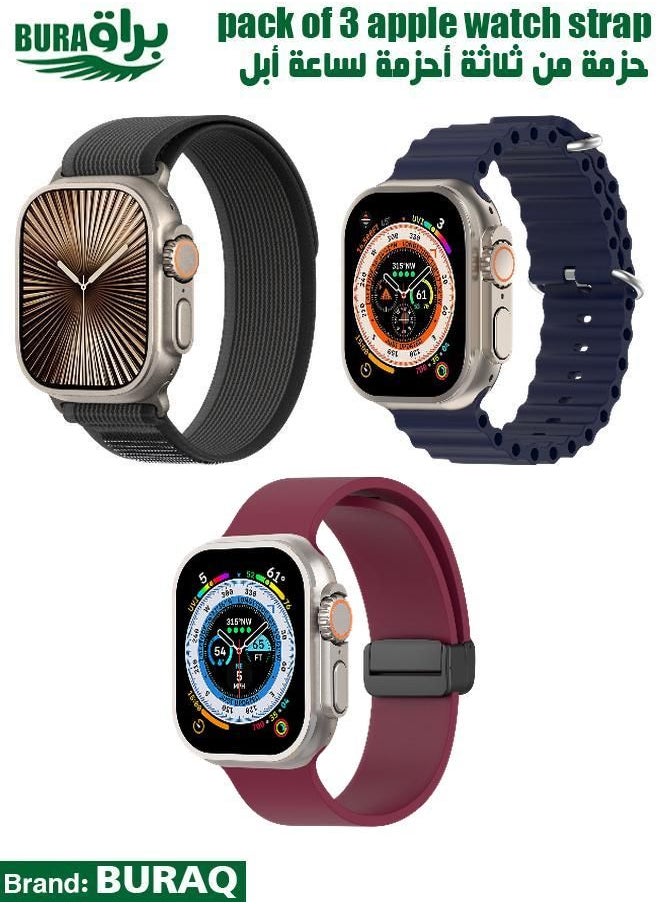 BURAQ - Apple Watch Band Strap For Apple Watch Ultra 2/Ultra 49mm, Series 10 46mm, 9/8/7 45mm, SE2/SE/6/5/4 44mm, 3/2/1 42mm - Image 1