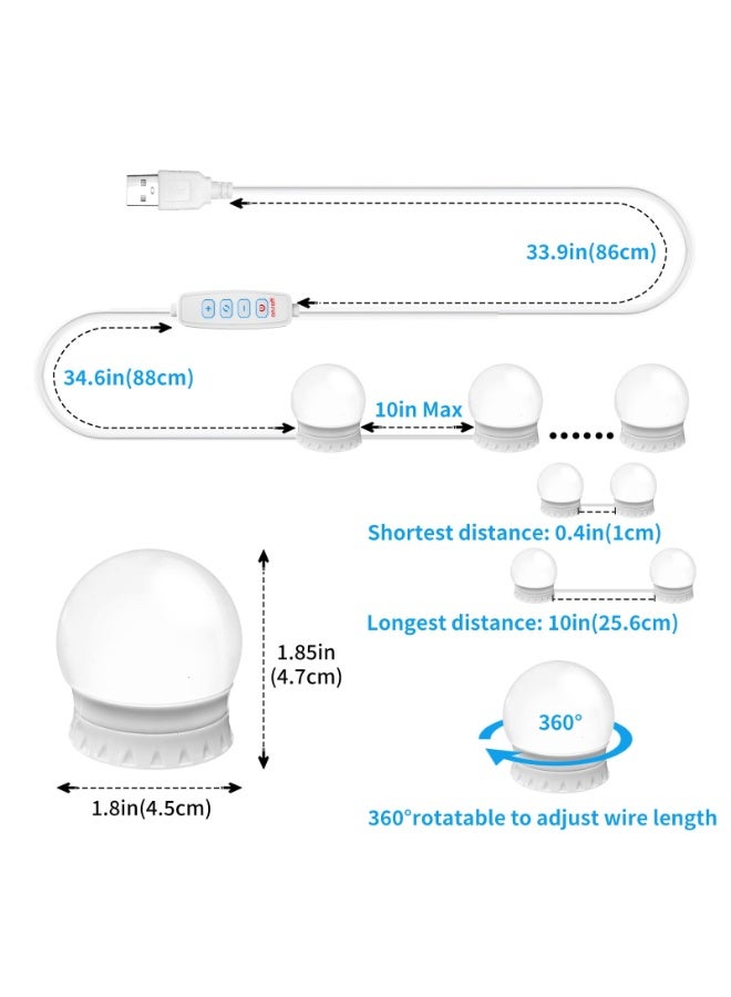 Fasola 14 LED Hollywood Vanity Mirror Lights, Dimmable Makeup Mirror Light with 3 Color Temperatures, USB Powered Bathroom and Dressing Table Lighting with Remote Control, Perfect Gift for Women (White) - Image 2
