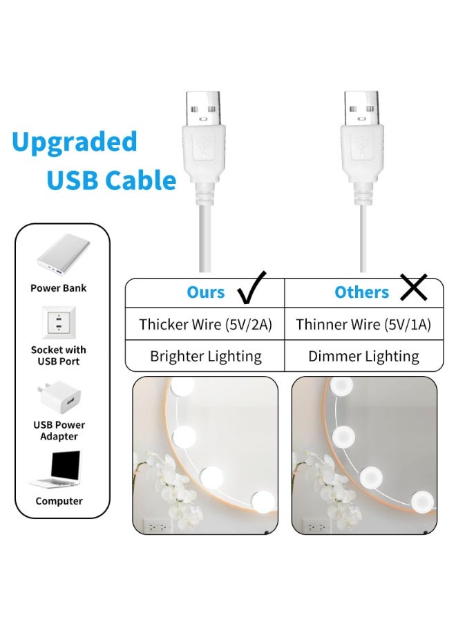Fasola 14 LED Hollywood Vanity Mirror Lights, Dimmable Makeup Mirror Light with 3 Color Temperatures, USB Powered Bathroom and Dressing Table Lighting with Remote Control, Perfect Gift for Women (White) - Image 5