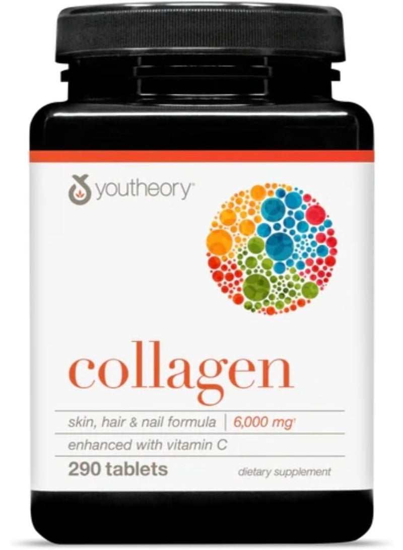 youtheory Advanced Collagen - 6,000 mg Collagen with Vitamin C - for Hair, Skin & Nails* - Supplements for Women & Men - 290 Tablets - Image 1