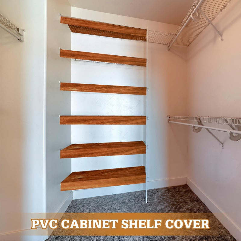 Hoolerry 5 Pcs Wire Shelf Covers Foamed PVC Wire Rack Covers for Removable Closet (Not Wood) Pantry Shelves for Cabinet Bathroom Kitchen Shelving Decoration(Dark Wood Color,34x16 Inch) - Image 4