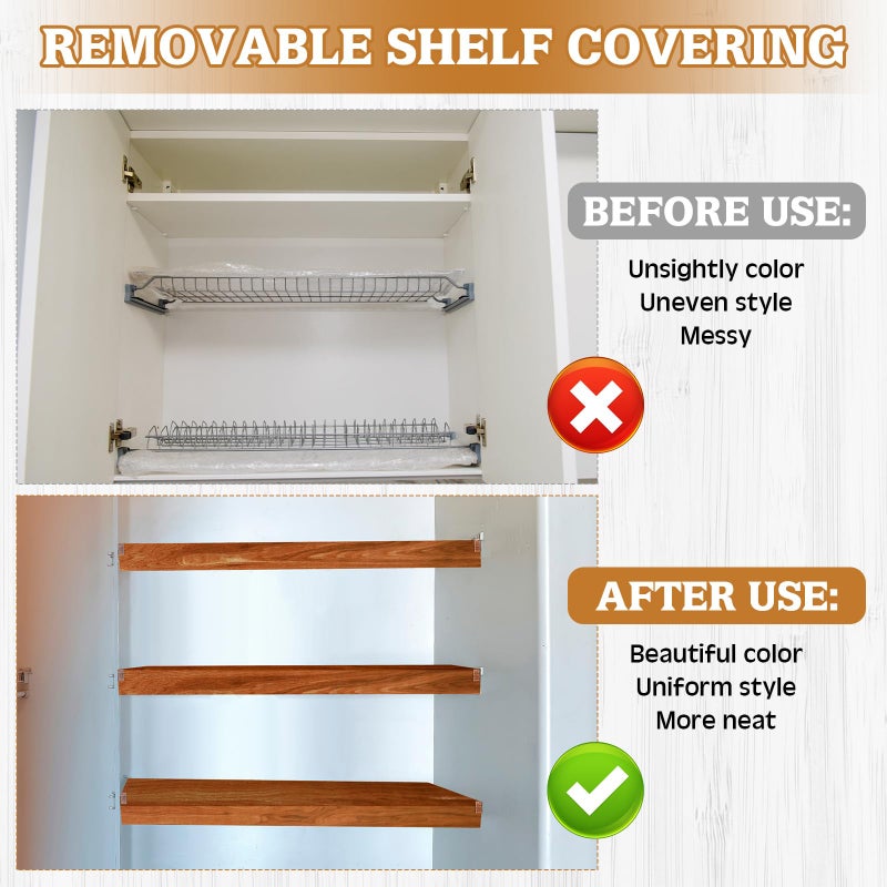 Hoolerry 5 Pcs Wire Shelf Covers Foamed PVC Wire Rack Covers for Removable Closet (Not Wood) Pantry Shelves for Cabinet Bathroom Kitchen Shelving Decoration(Dark Wood Color,34x16 Inch) - Image 3