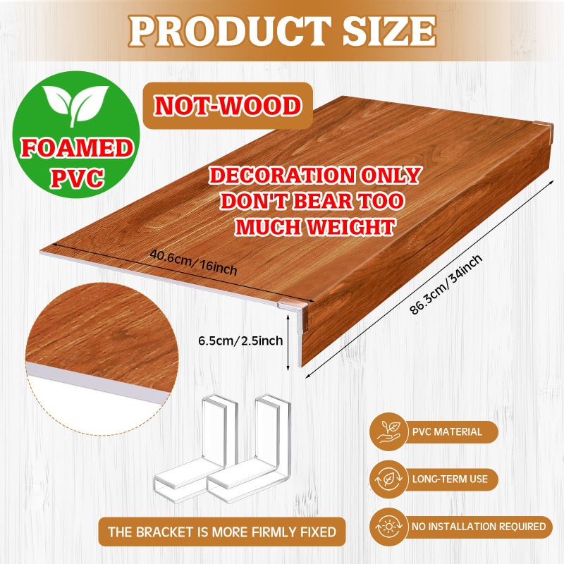 Hoolerry 5 Pcs Wire Shelf Covers Foamed PVC Wire Rack Covers for Removable Closet (Not Wood) Pantry Shelves for Cabinet Bathroom Kitchen Shelving Decoration(Dark Wood Color,34x16 Inch) - Image 2