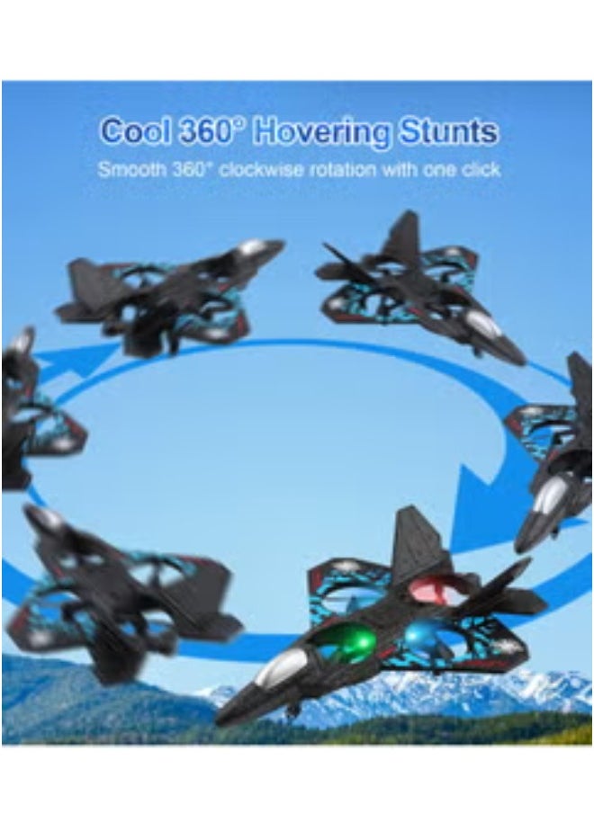 Generic - Remote Control Drone Plane 2.4GHz Quadcopter Hovering with Auto Hovering Fighter Aircraft RC Airplane RTF for Beginner Kids and Adults 3D Flip Airplane Toy with Colored Lights USB Charging Model L0712 - Image 1