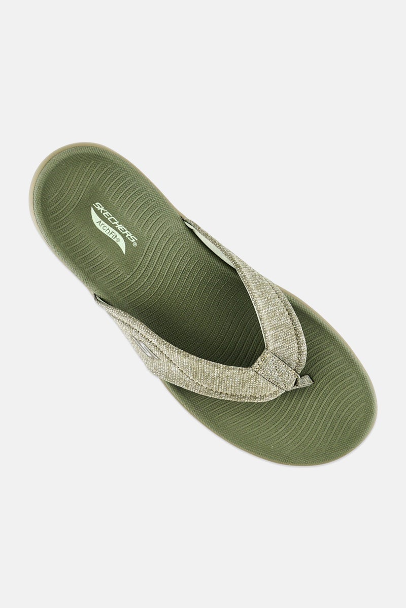 SKECHERS Women Arch Fit Radiance Gleam Slip On Walking Slippers, Olive - Image 4