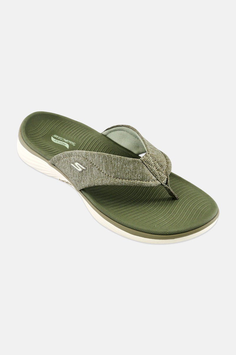SKECHERS Women Arch Fit Radiance Gleam Slip On Walking Slippers, Olive - Image 1