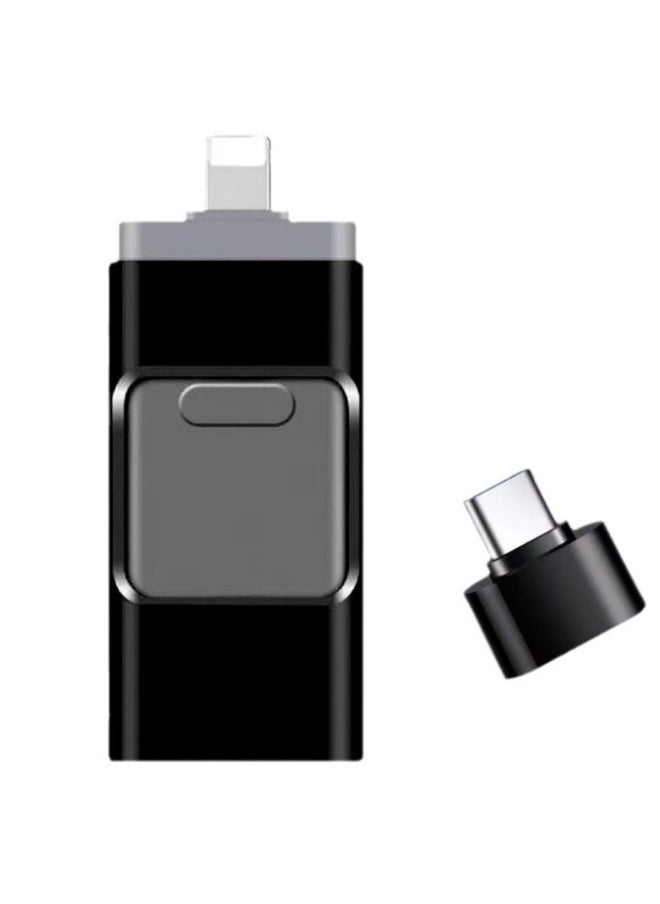 Generic Three-in-one Otg USB Flash Drive Type-c Mobile Phone USB Flash Drive For Android Apple Computer Large Capacity USB Flash Drive-Color:Black-Capacity:128g Expansion 256g  - Image 1