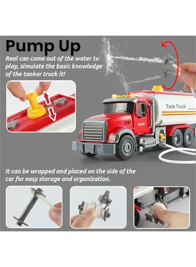 Tanker Truck Toys for Kids with Water Spraying Pump,15 Tow Truck Music Sound and Light for Toddlers Boys Ages 3 4 5 6 - Image 2