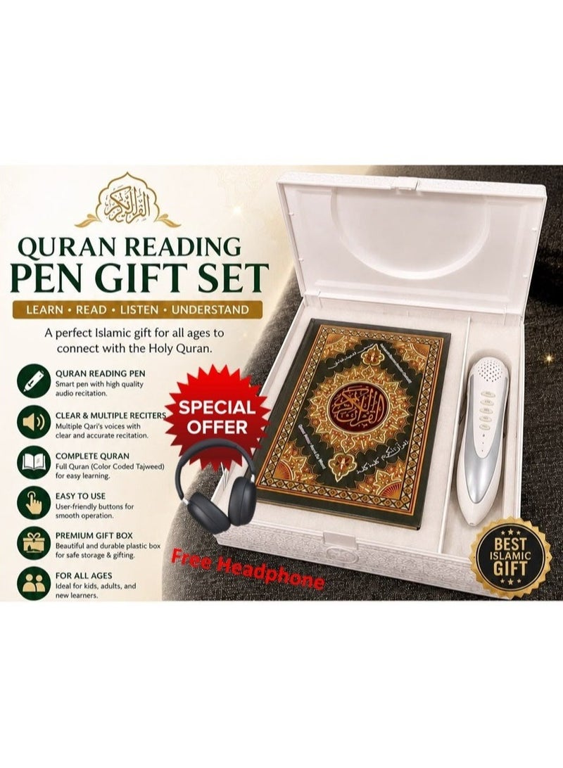 Digital Quran Reader Pen with Holy Quran Book | Plastic Storage Box | USB Charging | Free Headphones Included | Interactive Islamic Learning Set - Image 1