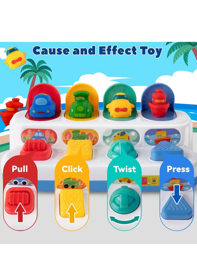 Interactive Cause & Effect Pop Up Vehicle Toys for Toddlers 1-3 Years, Sensory Montessori Toys for Infants 8-12 Months, Fun Hide and Seek Play for Boy Girl - Image 4