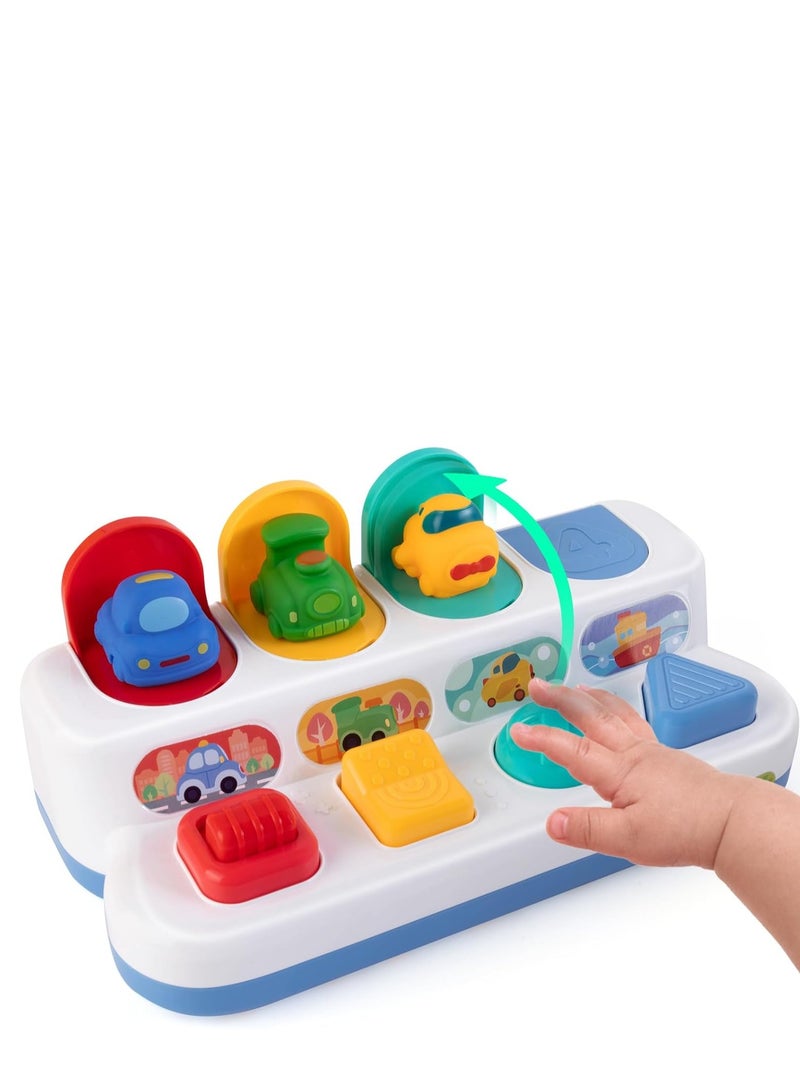 Interactive Cause & Effect Pop Up Vehicle Toys for Toddlers 1-3 Years, Sensory Montessori Toys for Infants 8-12 Months, Fun Hide and Seek Play for Boy Girl - Image 1