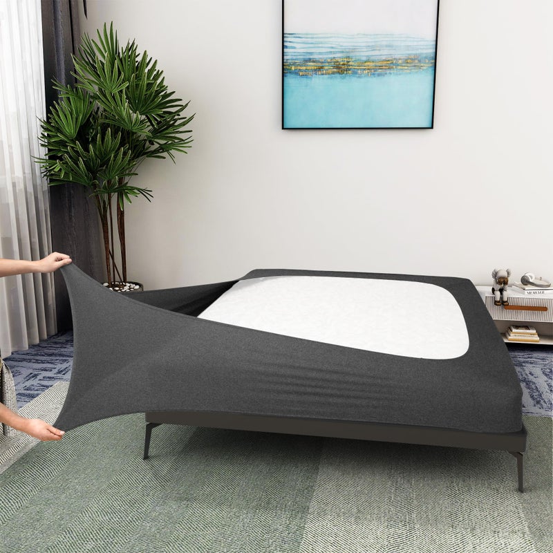ALYVIA SPRING Alyvia Spring Box Spring Cover Full Size  Jersey Knit  Stretchy Wrap Around 4 Sides Bed Skirt for Hotel  Home  FullFull XL Heather Gray 
