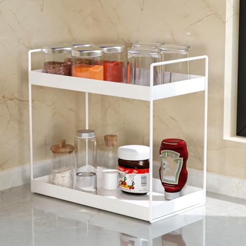 WonderStand NOVA (White) | 2-Tier Countertop Multipurpose Organizer|Tiered Shelf Storage Rack, Counter Top Organiser Storage Shelf for Home Kitchen and Bathroom - Image 1