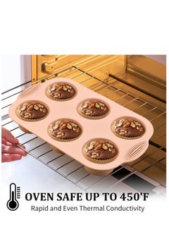 Generic 6-Cavity Silicone Muffin Pan – Nonstick, BPA-Free Cupcake Baking Tray – Food-Grade Silicone Molds for Muffins, Brownies, Jellies, Pudding, Sandwich Cookies – Dishwasher & Oven Safe (Gray, Orange, Peacock Blue)  - Image 4