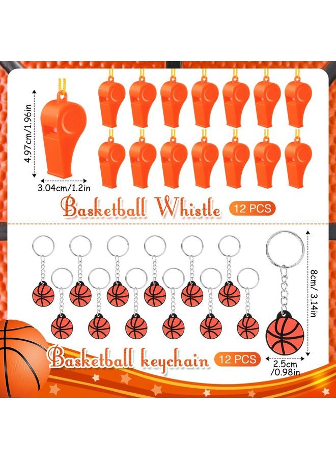 Jiarosi 120 Pieces Basketball Party Favors Set, Basketball Goodie Bag Fillers, Toy Whistle Silicone Bracelet Luminous Tattoo Sticker Keychain for Basketball Party Supplies - Image 3