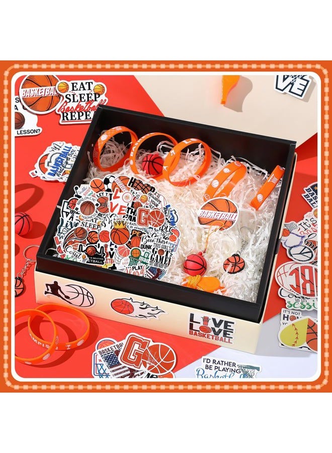 Jiarosi 120 Pieces Basketball Party Favors Set, Basketball Goodie Bag Fillers, Toy Whistle Silicone Bracelet Luminous Tattoo Sticker Keychain for Basketball Party Supplies - Image 5