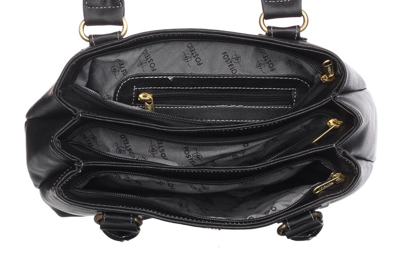 Fostelo Women's Gisele Satchel Tote Handbag for Women | Ladies Purse | Stylish Shoulder Bag | Gift For Women | Black - Image 5