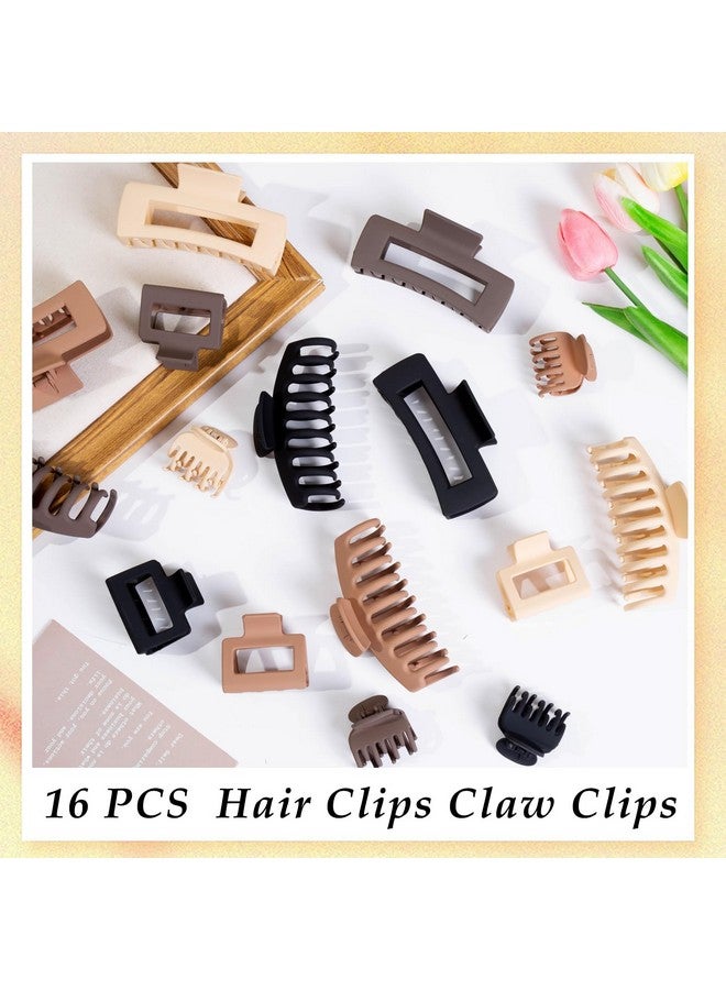 FDBJulyy 16 PCS 4.4" Large Hair Clips,Claw Clips,FDBJulyy Hair Clips for Women & Girls,4 Styles 4 Colors 16 Pack Strong Hold Matte Claw Hair Clips for Women Thick Hair & Thin Hair, 90's Vintage Claw Clips - Image 4