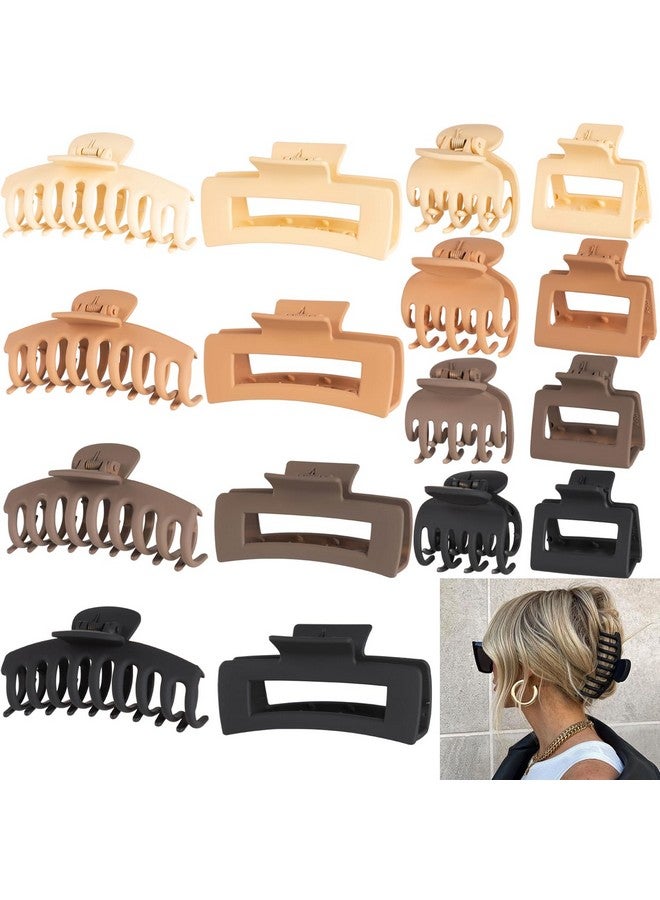 FDBJulyy 16 PCS 4.4" Large Hair Clips,Claw Clips,FDBJulyy Hair Clips for Women & Girls,4 Styles 4 Colors 16 Pack Strong Hold Matte Claw Hair Clips for Women Thick Hair & Thin Hair, 90's Vintage Claw Clips - Image 1
