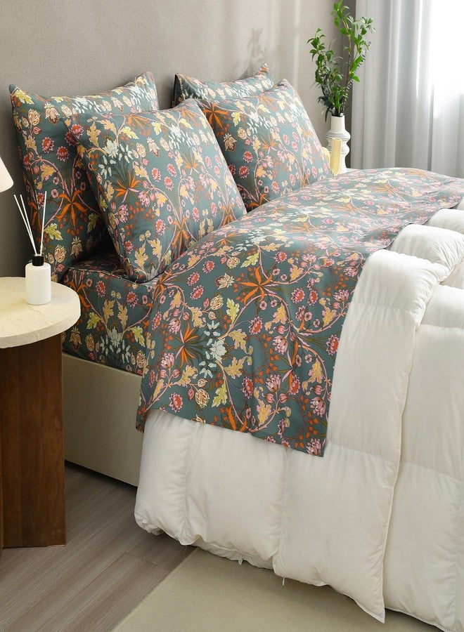 QSH Floral Egyptian Cotton Bed Sheets Queen Size, Aesthetic Botanical Pattern Printed Floral Sheets Sets Queen Extra Soft and Breathable 4pcs Deep Pockets Luxury Bedding Sheets - Image 2