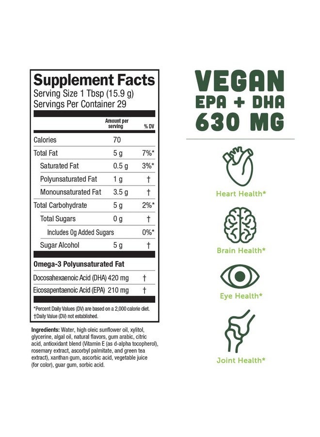 BARLEAN'S Ginger Peach Vegan Omega 3 Supplement Liquid Algae Oil With 630 Mg Epa & Dha Plant Based Omegas From Algal Oil Nongmo & Gluten Free 16 Oz - Image 4