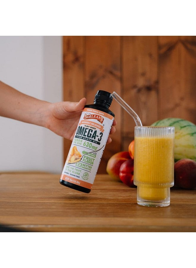 BARLEAN'S Ginger Peach Vegan Omega 3 Supplement Liquid Algae Oil With 630 Mg Epa & Dha Plant Based Omegas From Algal Oil Nongmo & Gluten Free 16 Oz - Image 5