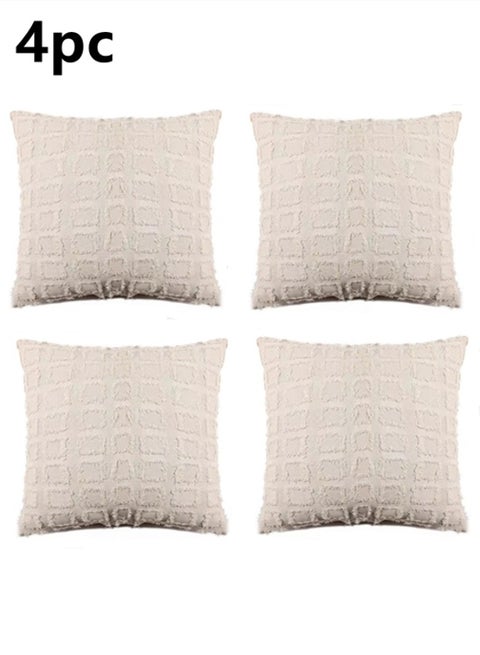 4-Piece Home Decorative Pillow Covers Throw Pillow Cover Square Cushion Covers Polyester-Cotton Beige 45x45 cm