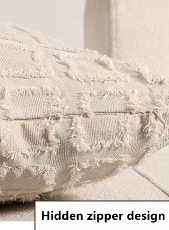 كوتيس أغطية وسائد ديكورية منزلية مكونة من 4 قطع، أغطية وسائد مربعة مصنوعة من البوليستر والقطن، لون بيج، 45×45 سم - Image 4