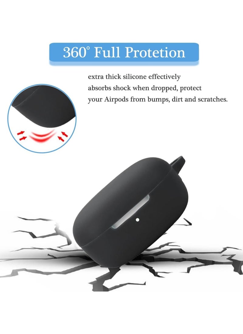 Generic Silicone Case for Redmi Buds 6 Play with Carabiner&Cleaning tool, Soft and Flexible, Ultra-Thin Shockproof Cover Slim-Fit Anti-Fall Earphone Case-Black  - Image 5
