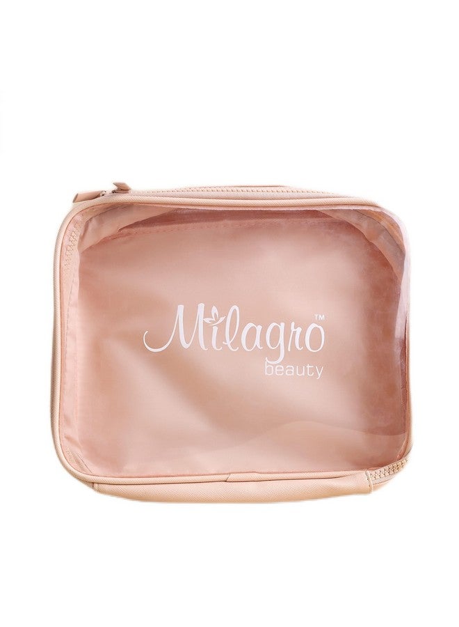 Milagro Beauty Travel Organizer Makeup Bag - Portable Toiletry Kit & Cosmetic Pouch with Double Zipper, Clear Window & Washable Lining for Skincare, Grooming & Makeup Storage (24x19x6cm) - Image 1
