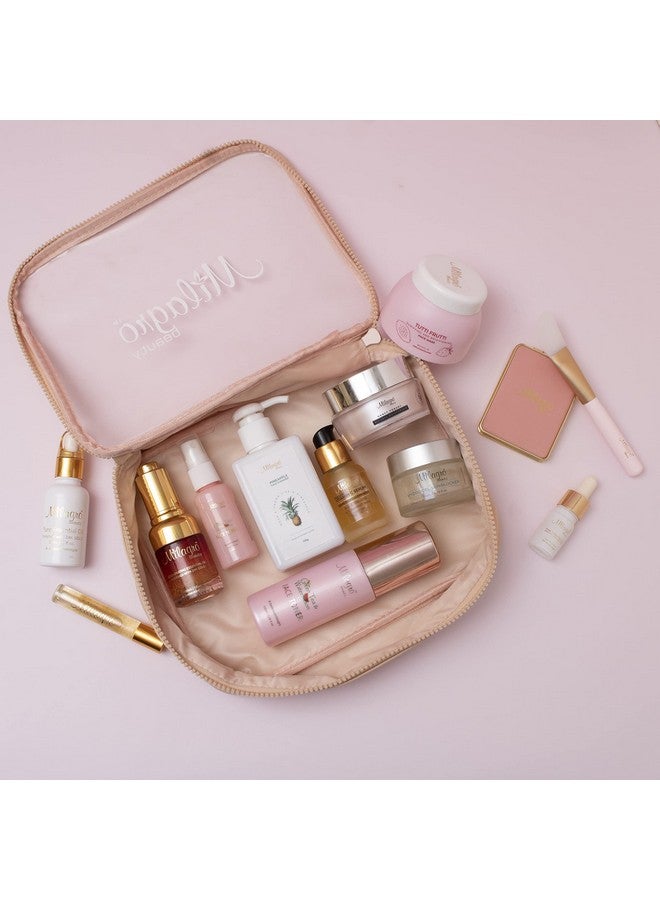 Milagro Beauty Travel Organizer Makeup Bag - Portable Toiletry Kit & Cosmetic Pouch with Double Zipper, Clear Window & Washable Lining for Skincare, Grooming & Makeup Storage (24x19x6cm) - Image 4