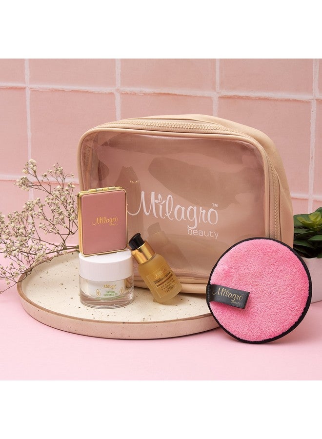 Milagro Beauty Travel Organizer Makeup Bag - Portable Toiletry Kit & Cosmetic Pouch with Double Zipper, Clear Window & Washable Lining for Skincare, Grooming & Makeup Storage (24x19x6cm) - Image 3