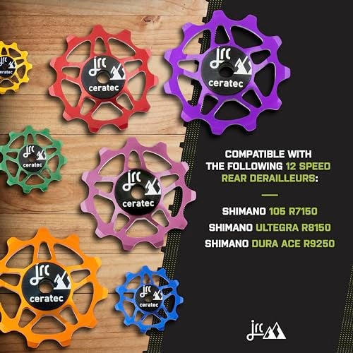 JRC Components عجلات البكرات السيراميكية JRC Components 11T | متوافقة مع نظام Shimano 105 R7150 و Ultegra R8150 بسرعة 12 | بكرة ديريلور سيراميكية هجينة - حمراء - Image 4