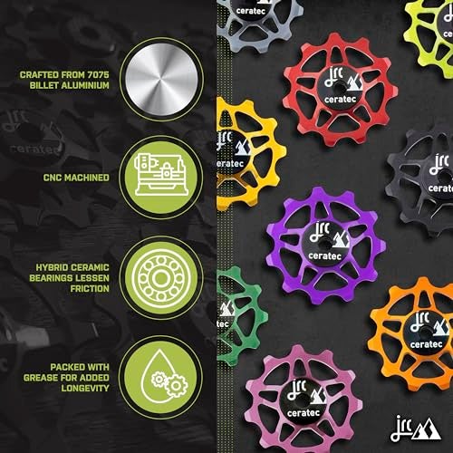 JRC Components عجلات البكرات السيراميكية JRC Components 11T | متوافقة مع نظام Shimano 105 R7150 و Ultegra R8150 بسرعة 12 | بكرة ديريلور سيراميكية هجينة - حمراء - Image 3
