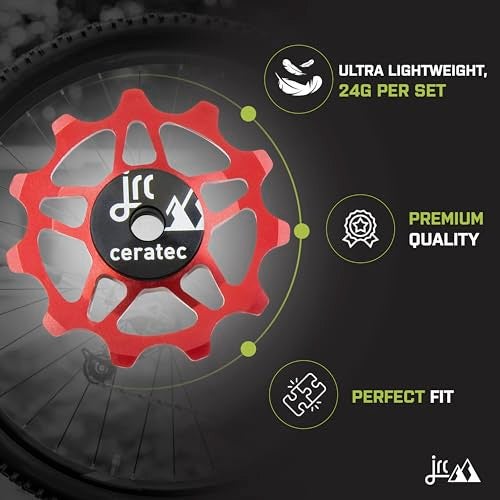 JRC Components عجلات البكرات السيراميكية JRC Components 11T | متوافقة مع نظام Shimano 105 R7150 و Ultegra R8150 بسرعة 12 | بكرة ديريلور سيراميكية هجينة - حمراء - Image 2