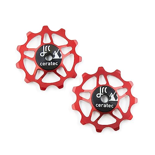 JRC Components عجلات البكرات السيراميكية JRC Components 11T | متوافقة مع نظام Shimano 105 R7150 و Ultegra R8150 بسرعة 12 | بكرة ديريلور سيراميكية هجينة - حمراء - Image 1