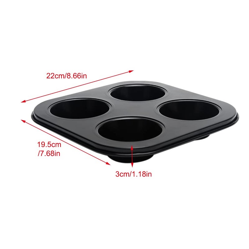 BNYTXV 4 Cup Large Muffin Cupcake Moulds/Trays Non Stick Cupcake Muffins Tin Baking Tray 2 Pack Carbon Steel Round Muffin & Cupcake Pans Dishwasher Oven Safe - Image 2