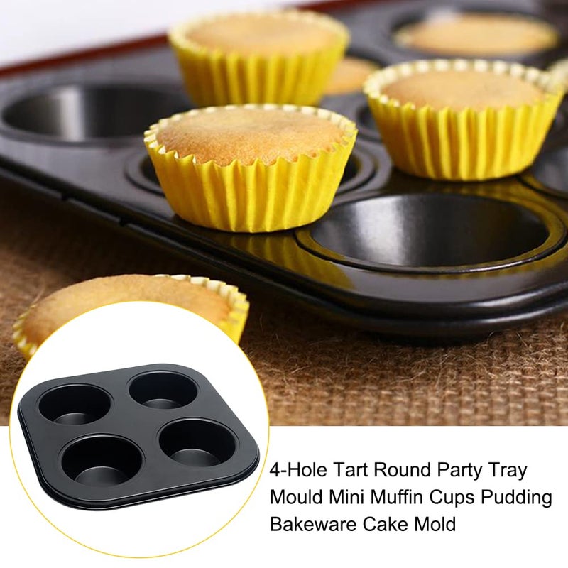 BNYTXV 4 Cup Large Muffin Cupcake Moulds/Trays Non Stick Cupcake Muffins Tin Baking Tray 2 Pack Carbon Steel Round Muffin & Cupcake Pans Dishwasher Oven Safe - Image 4