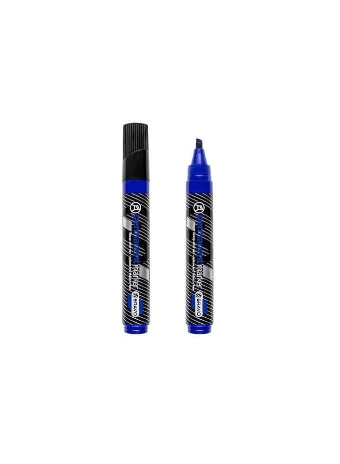 Bravo Permanent Marker Chisel Tip Blue (12 Pieces) - Image 1