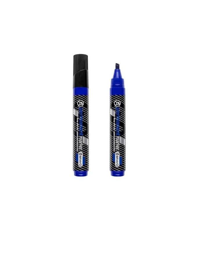Bravo Permanent Marker Chisel Tip Blue (12 Pieces) - Image 2