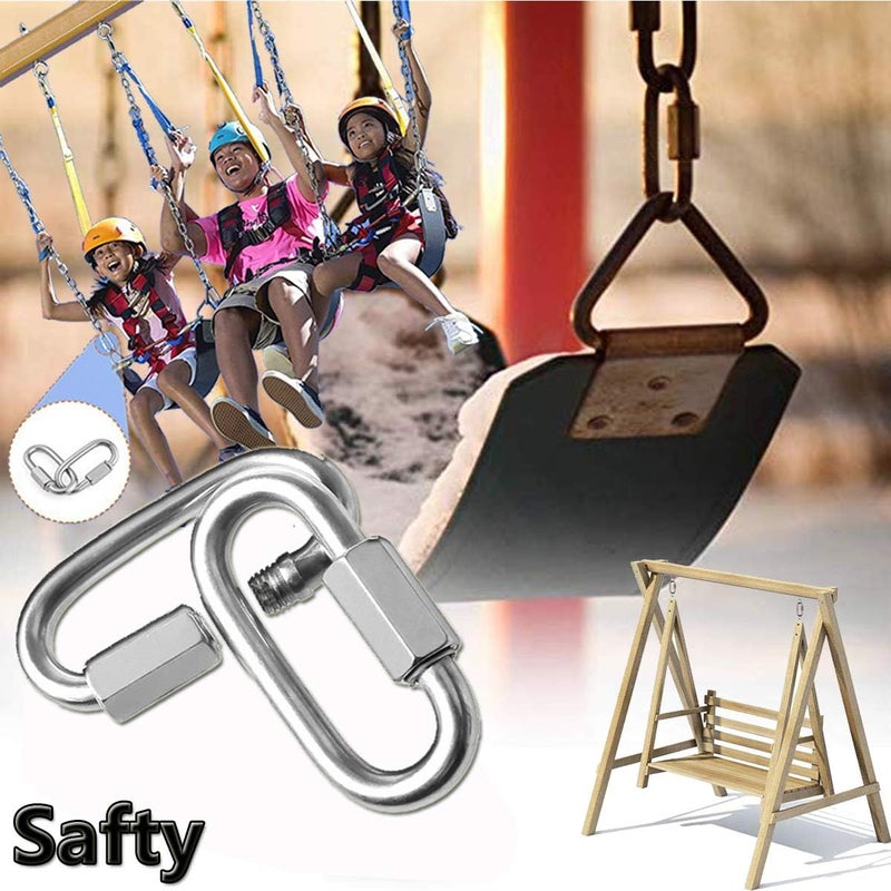 Lsqurel Quick Link, 304 Stainless Steel D Shape Locking Carabiner Heavy Duty Chain Link Keychain for Outdoor Fence Gate Swings Pet Dog M4 M6 M8 M10 Capacity 200lb 600lb 1200lb 2400lb - Image 5