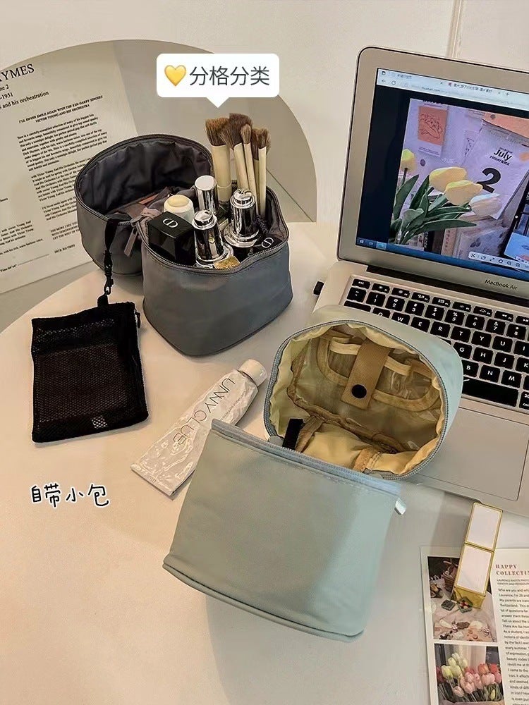 Portable Travel Storage Wash Handbag Essential Oil Cosmetic Bag Women Ins Wind Cylinder Cosmetic Storage Bag - Image 3