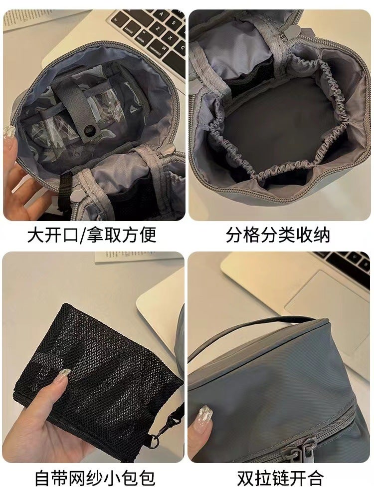 Portable Travel Storage Wash Handbag Essential Oil Cosmetic Bag Women Ins Wind Cylinder Cosmetic Storage Bag - Image 5